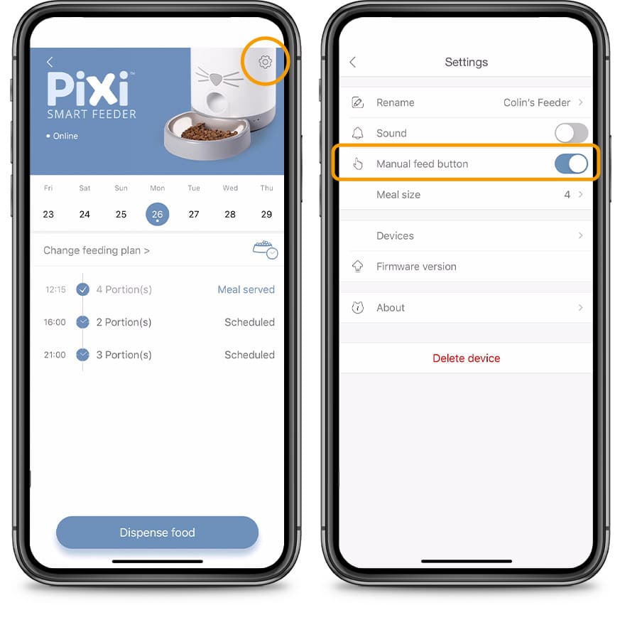 PIXI App Manual Feed Button
