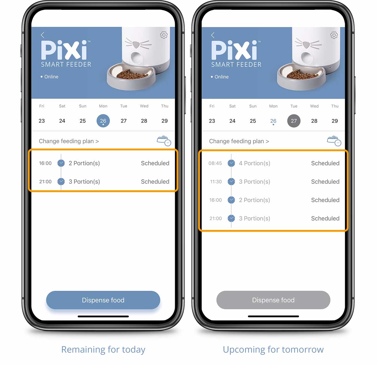 PIXI App Meal overview