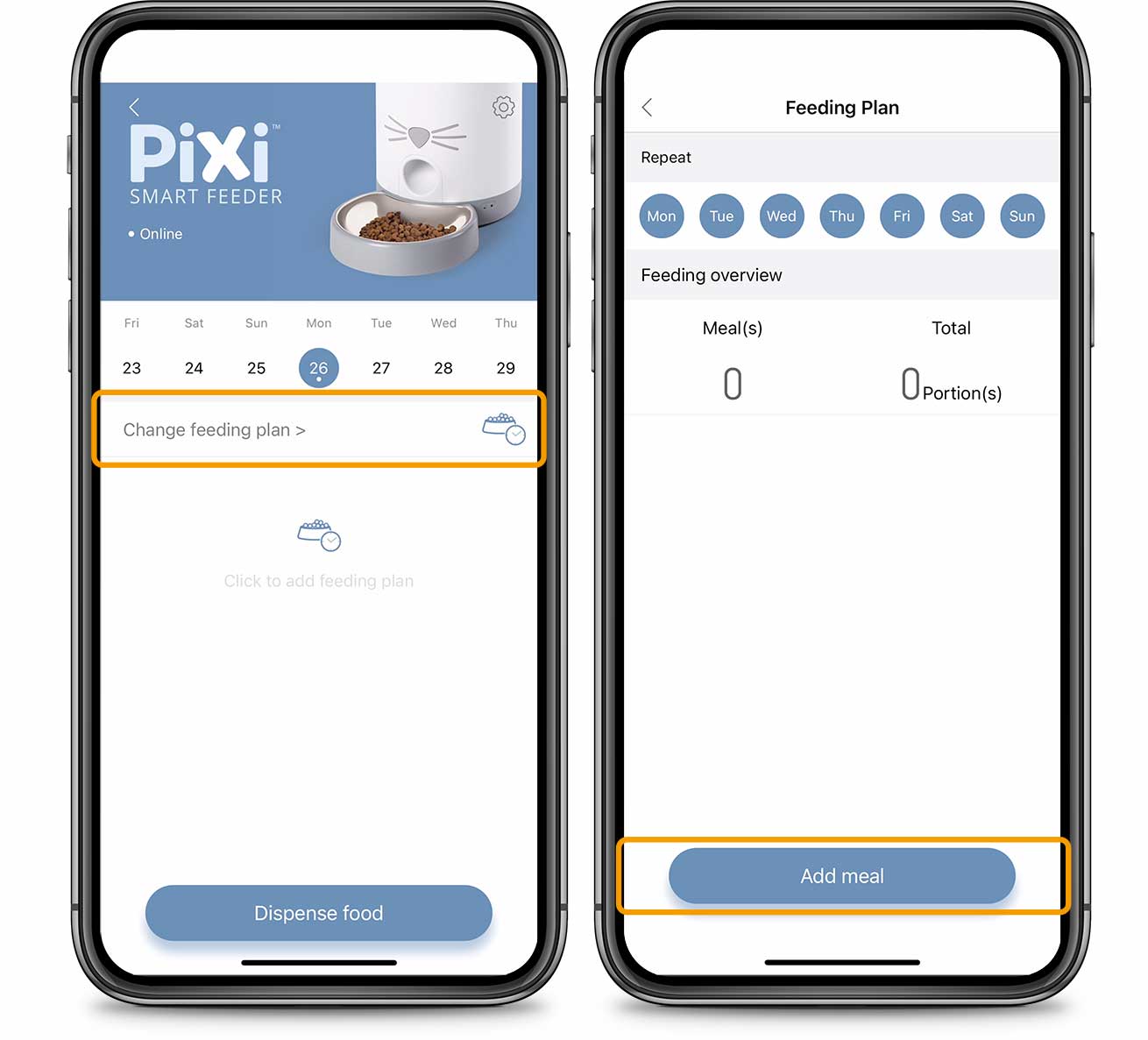 PIXI App add meal