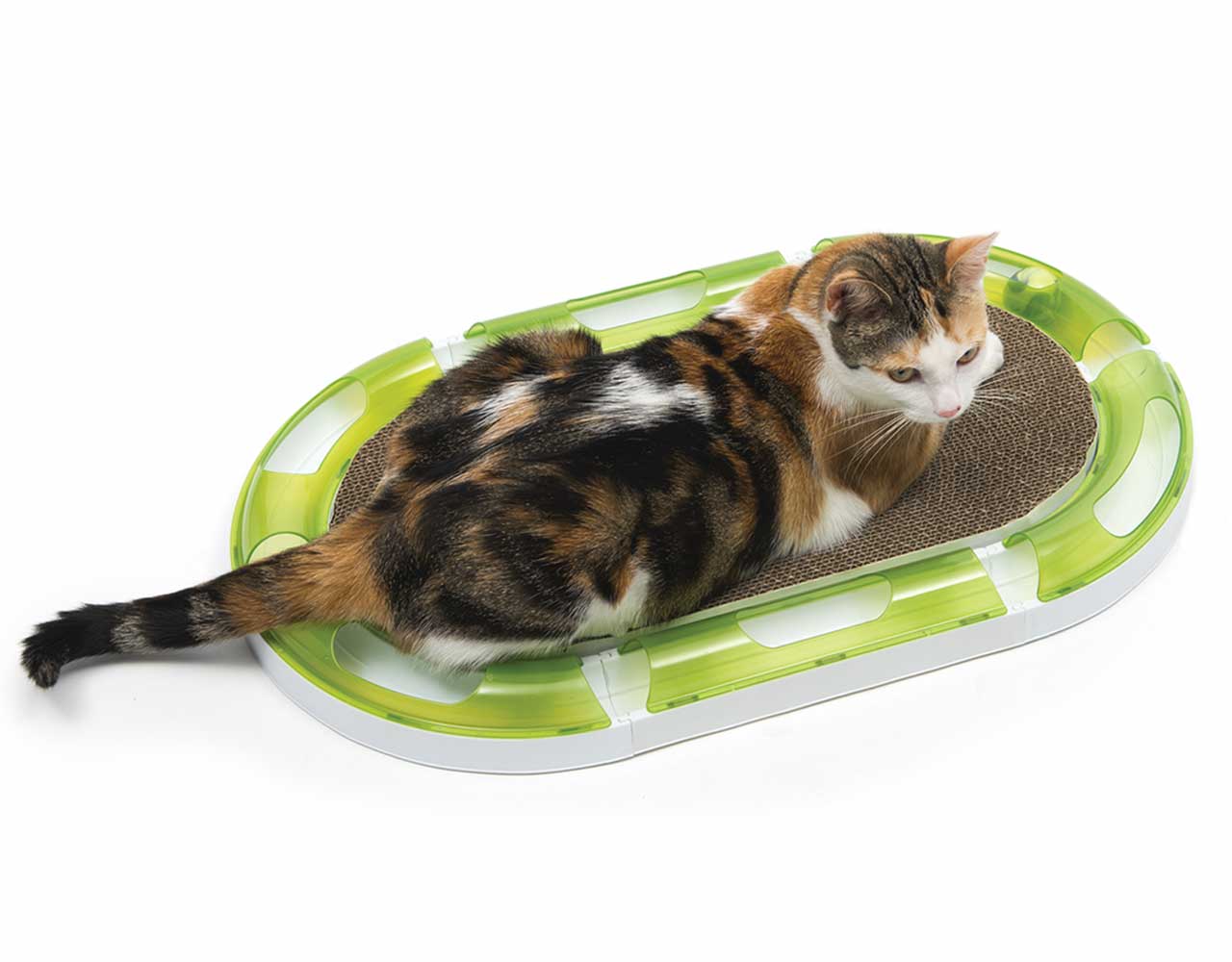 Corrugated cardboard scratcher with large surface for lounging