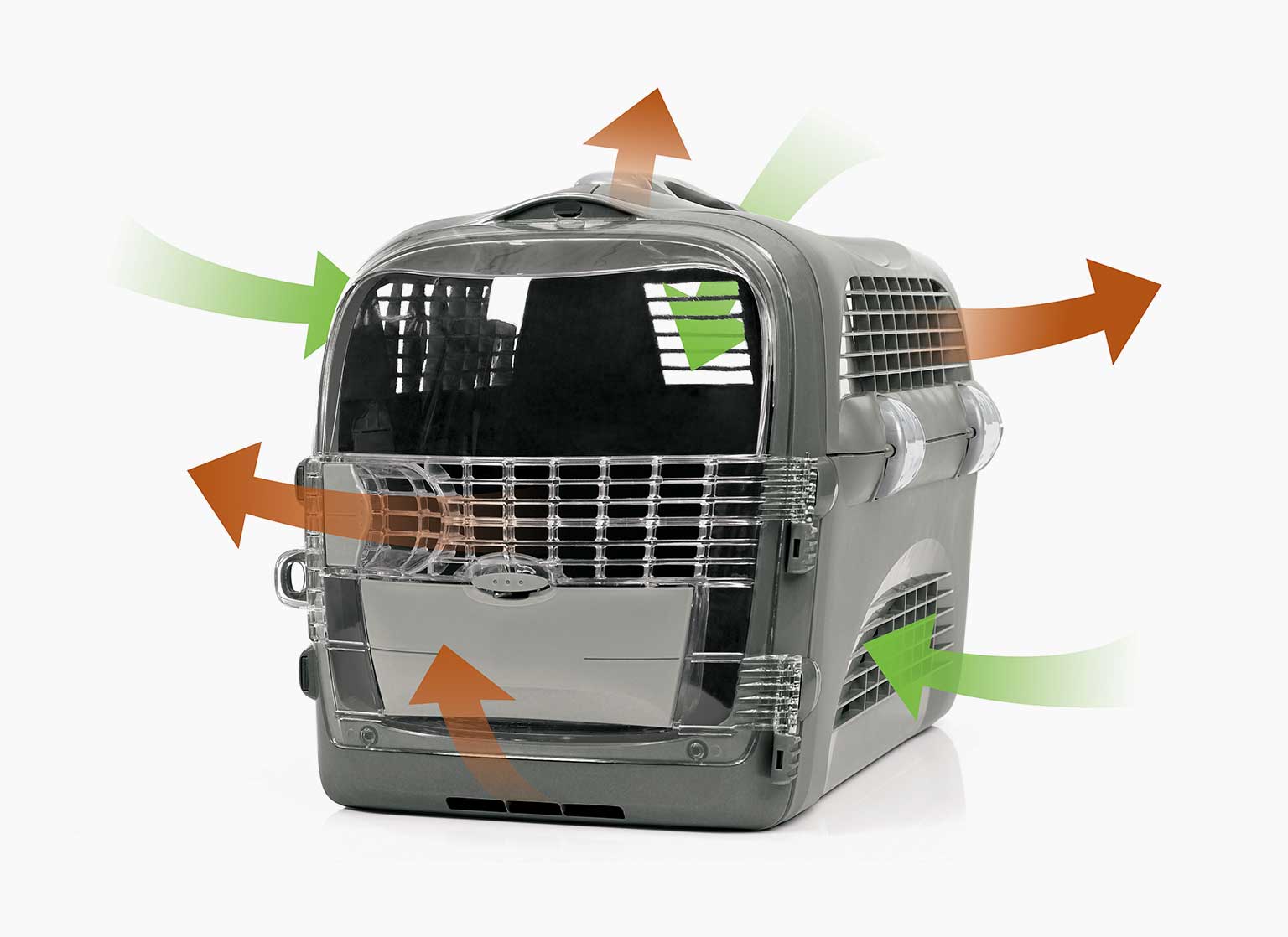Transportador para gatos com excelente fluxo de ar e porta transparente