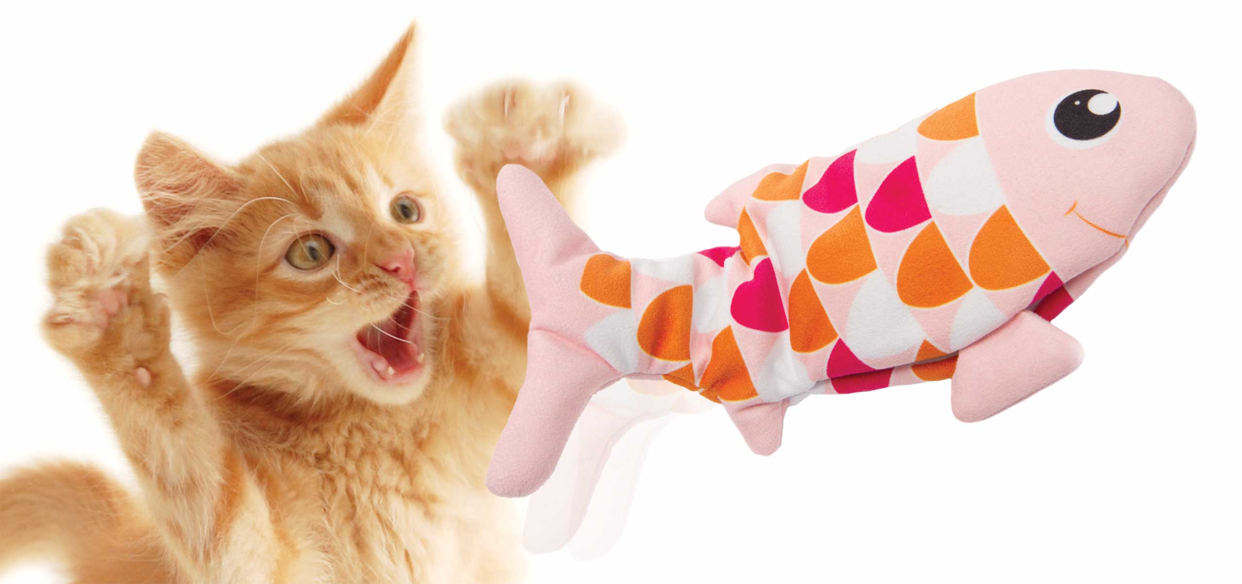 Motion-activated dancing toy fish that starts moving with a tap of a paw