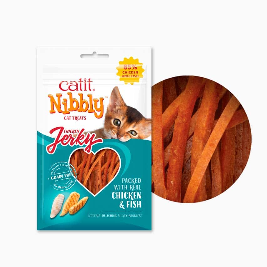 Catit Nibbly Jerky – Hühnerfleisch & Fisch