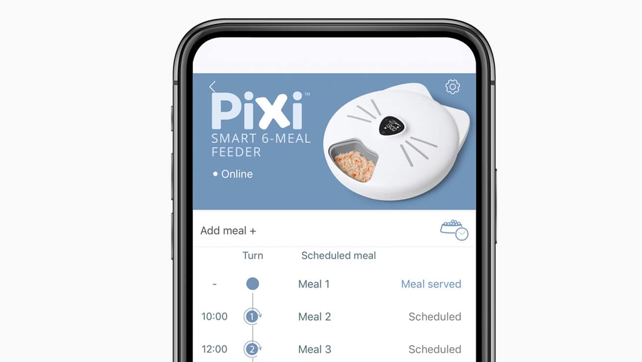 Scheduling meals in Catit PIXI app