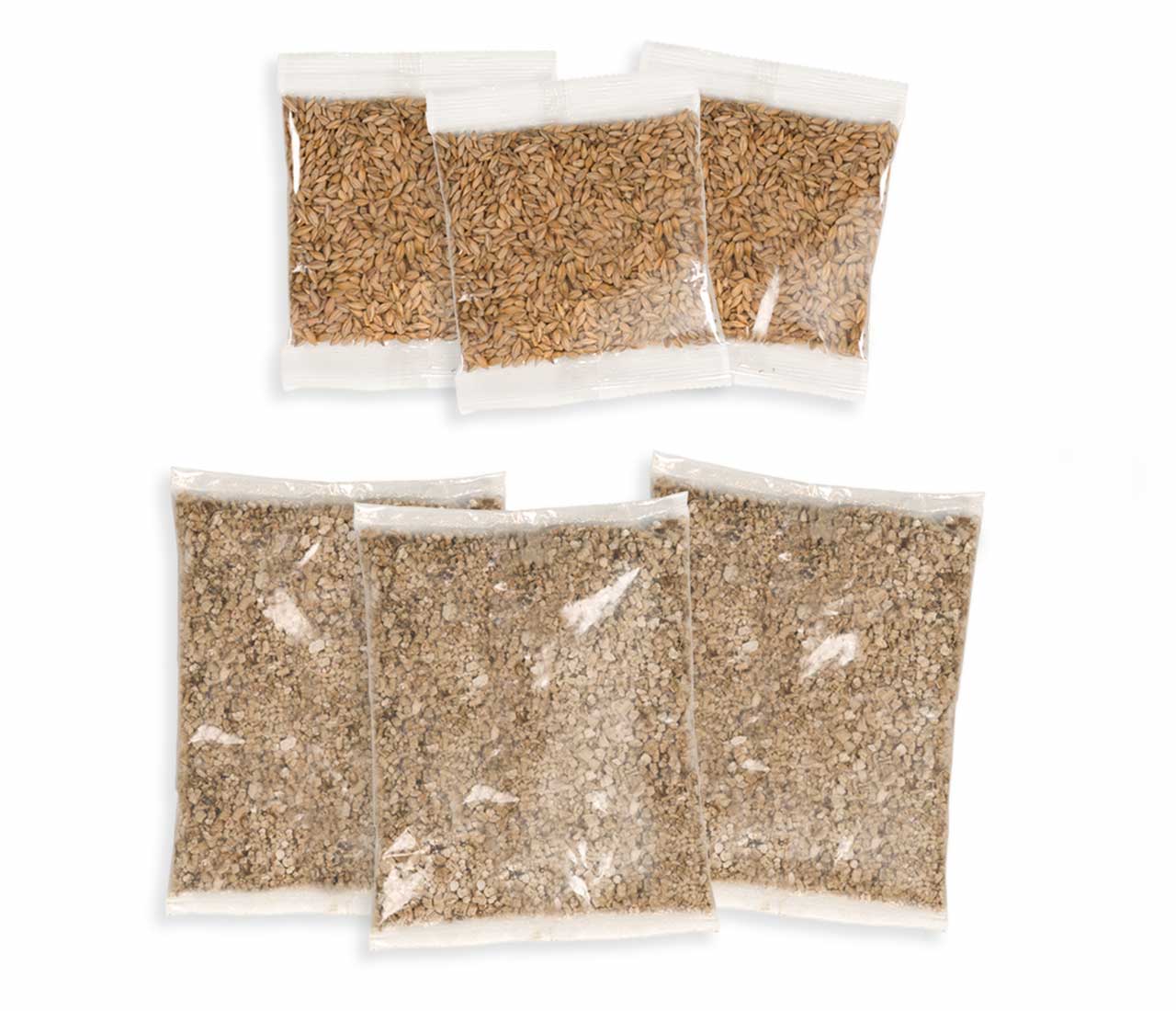 3 zakjes met zaden en 3 zakjes vermiculiet om kattengras te kweken