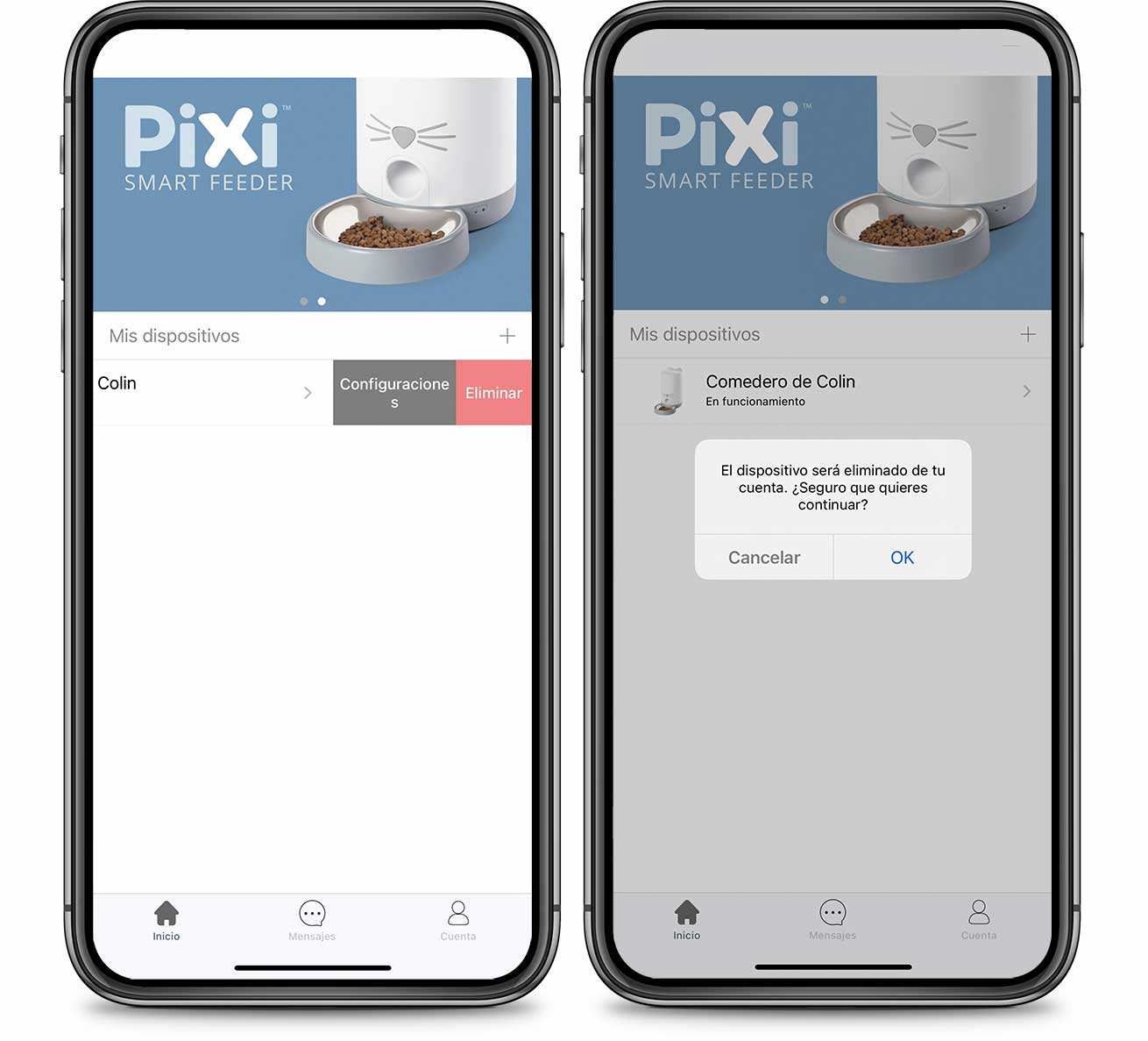 Eliminar producto en la app PIXI