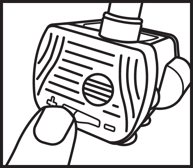 A finger adjusting the flow control slider on a Catit water fountain pump