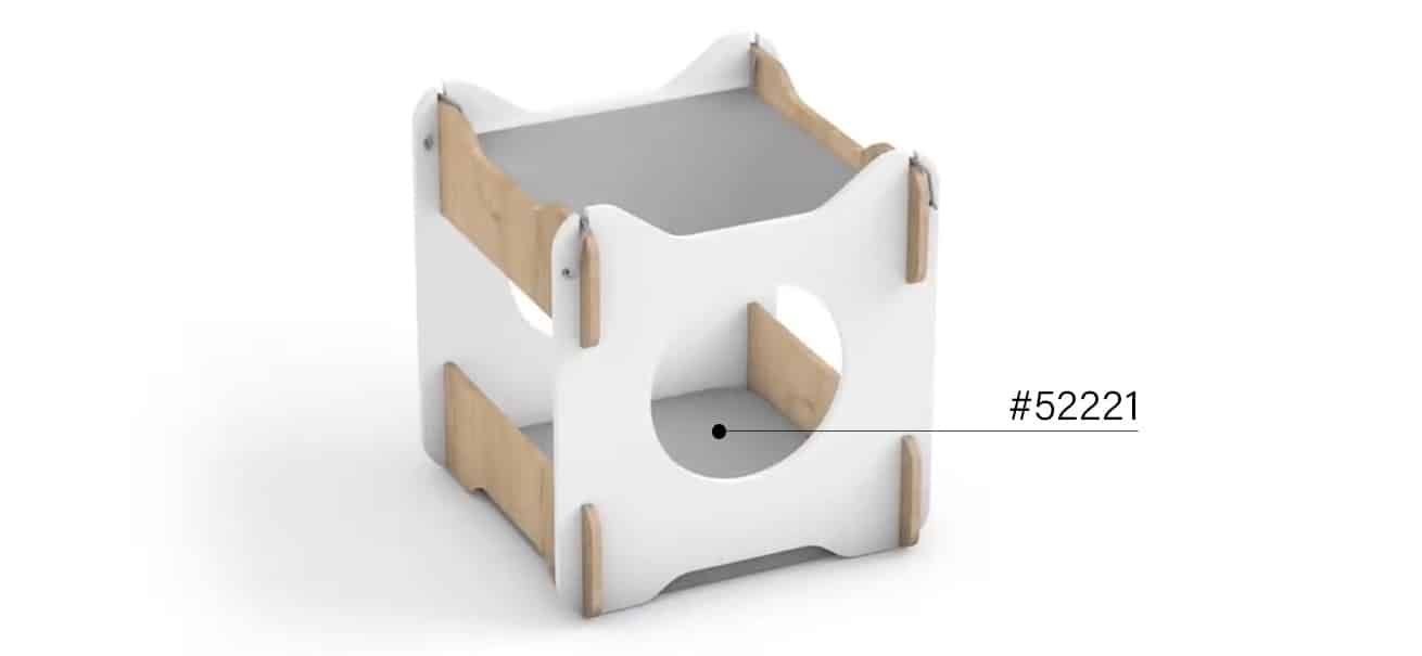 Vesper Cabana cat furniture with a circular opening, labeled with part number #52221