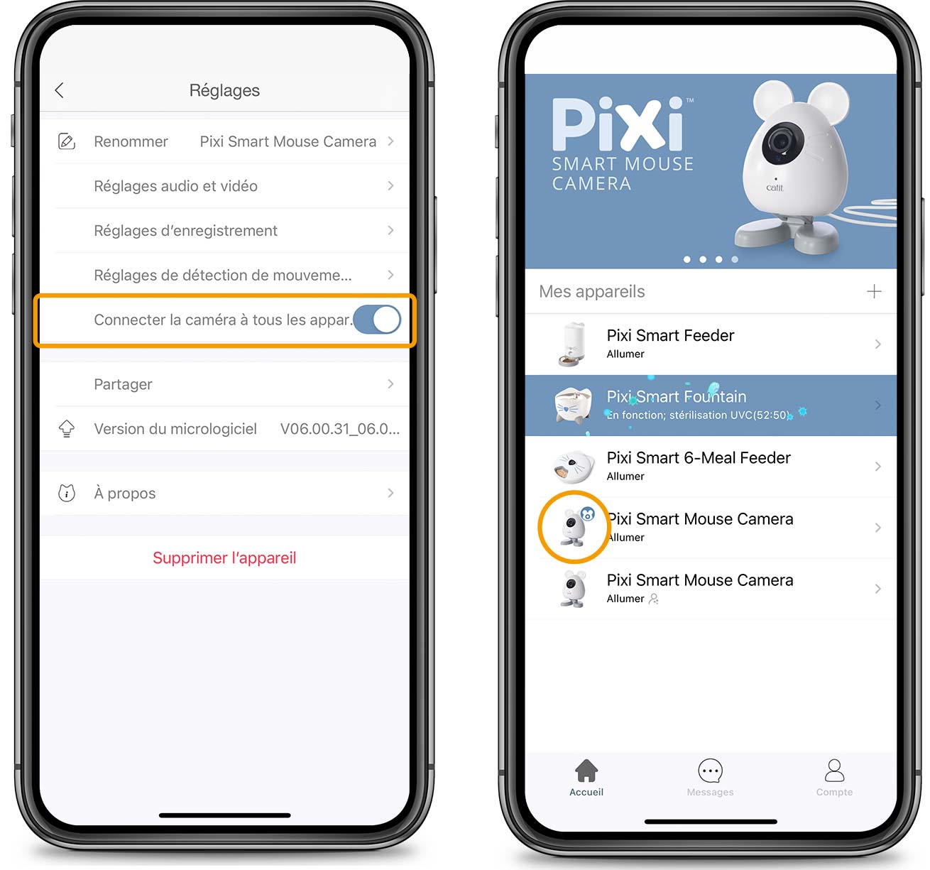 Appli PIXI de la caméra-souris intelligente connectée à tous les appareils