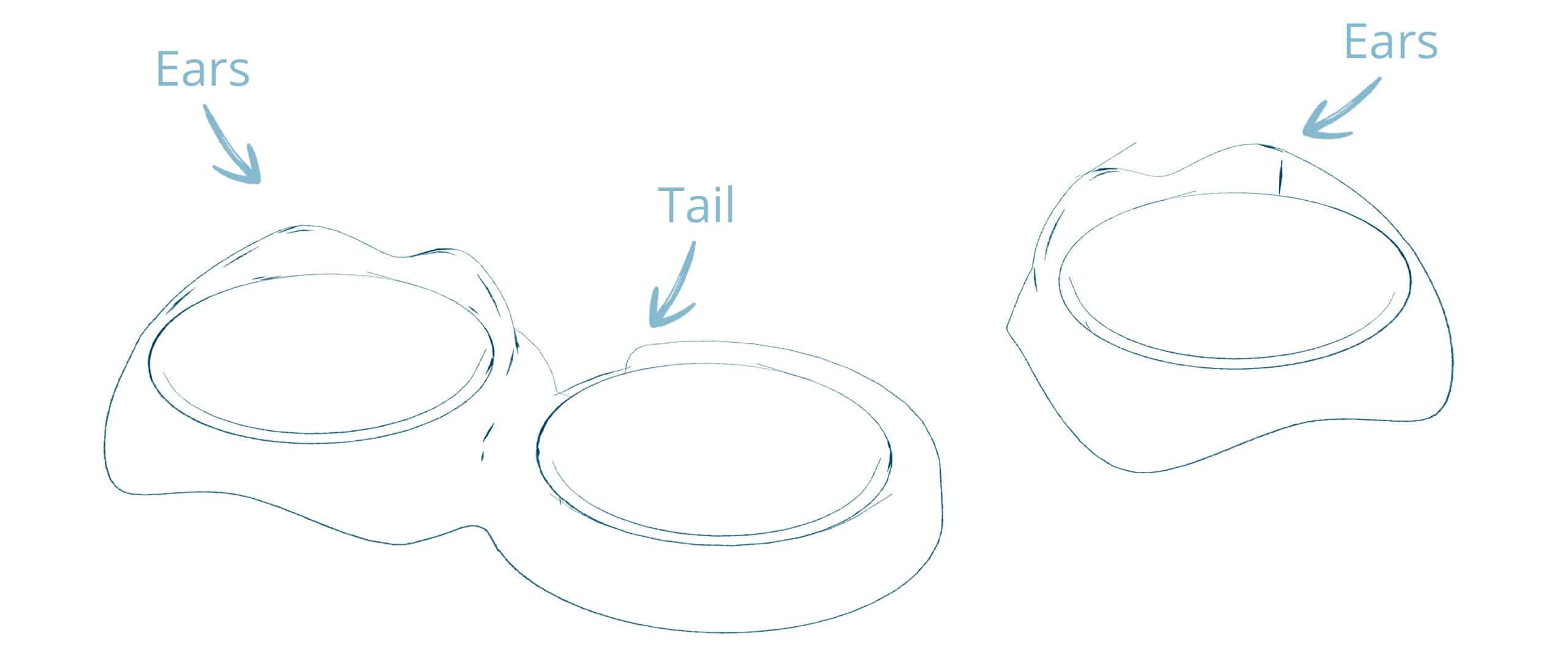 Feline design PIXI Feeding Dishes drawings