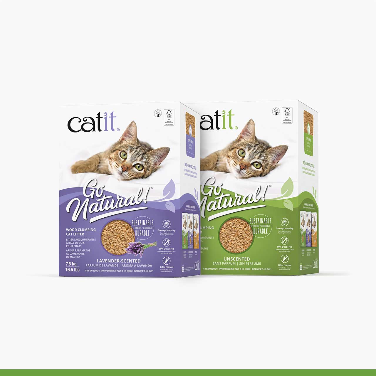 Catit Go Natural Pea Husk Clumping Cat Litter 14.8 lb, Natural (Packaging  may vary)