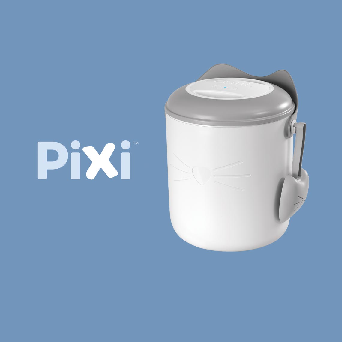 Catit PIXI Smart Vacuum Food Container with a scoop attached to the side