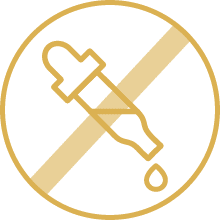 Icon showing a dropper with a diagonal line through it, indicating no drops or liquid additives
