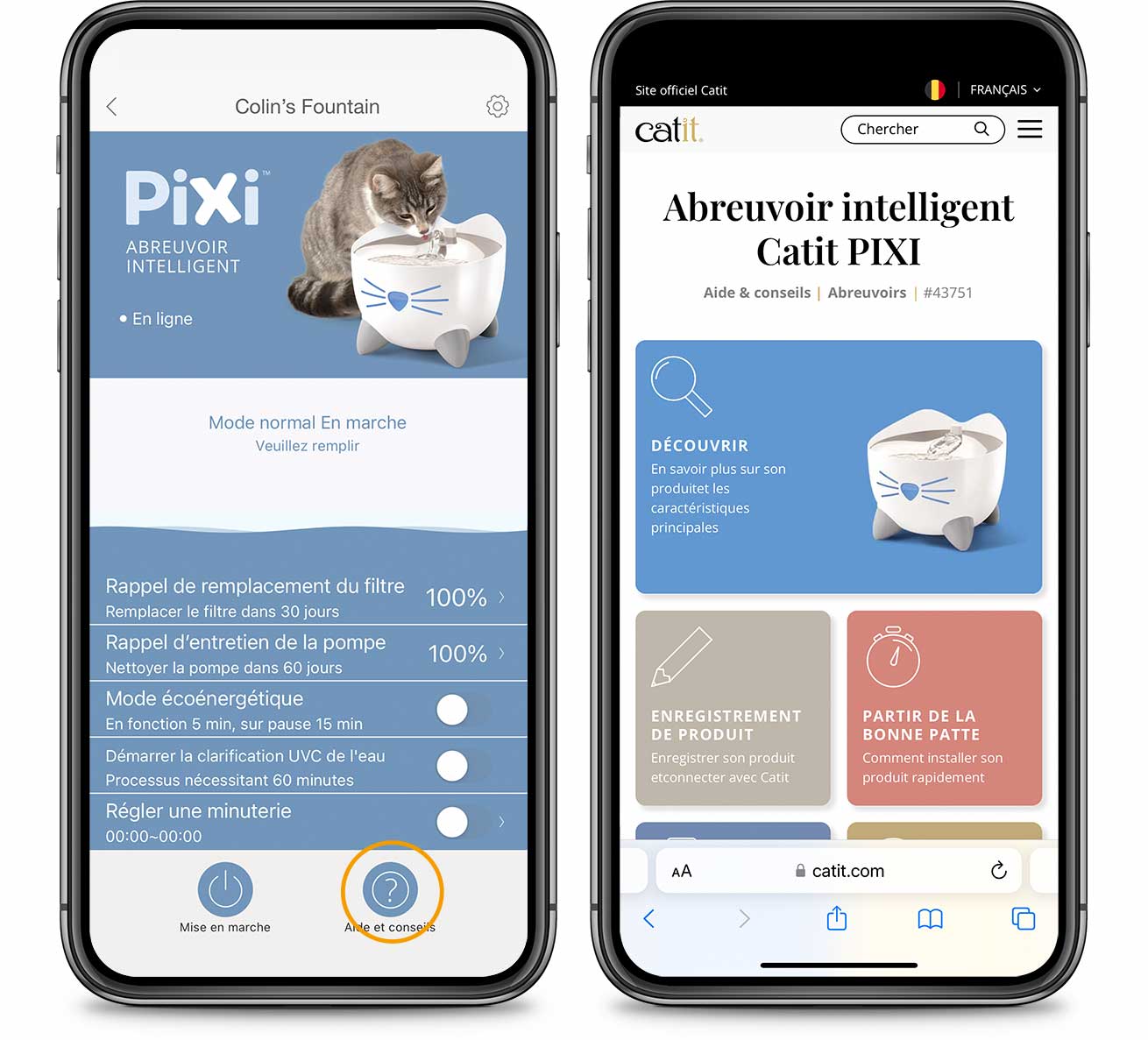 Aide et conseils de l’appli PIXI