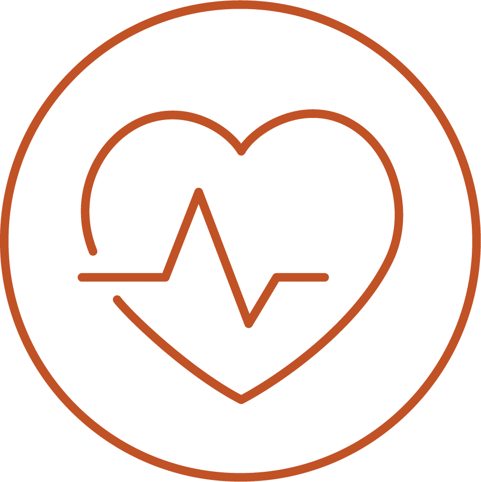 Heart icon with an EKG pulse line inside a circle