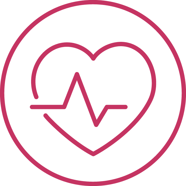 Heart icon with an EKG pulse line inside a circle
