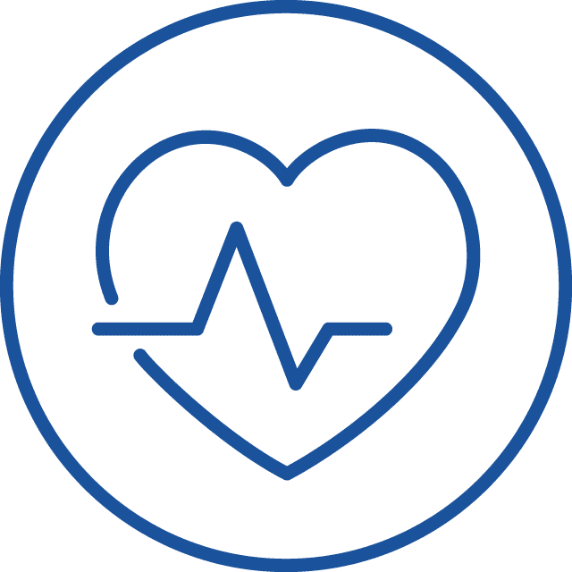Heart icon with an EKG pulse line inside a circle