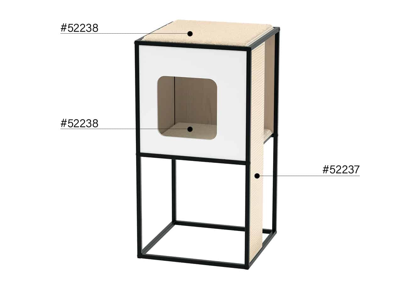 Catit Vesper Patio cat furniture with labels #52238 and #52237 indicating spare parts