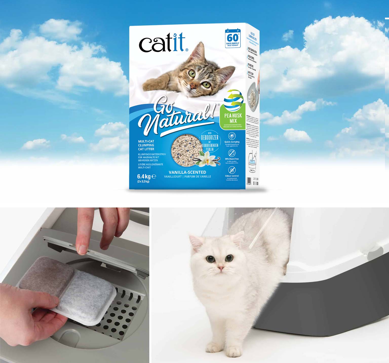 La lettiera per gatti Catit Go Natural Multi-Cat Clumping e lettiera Catit