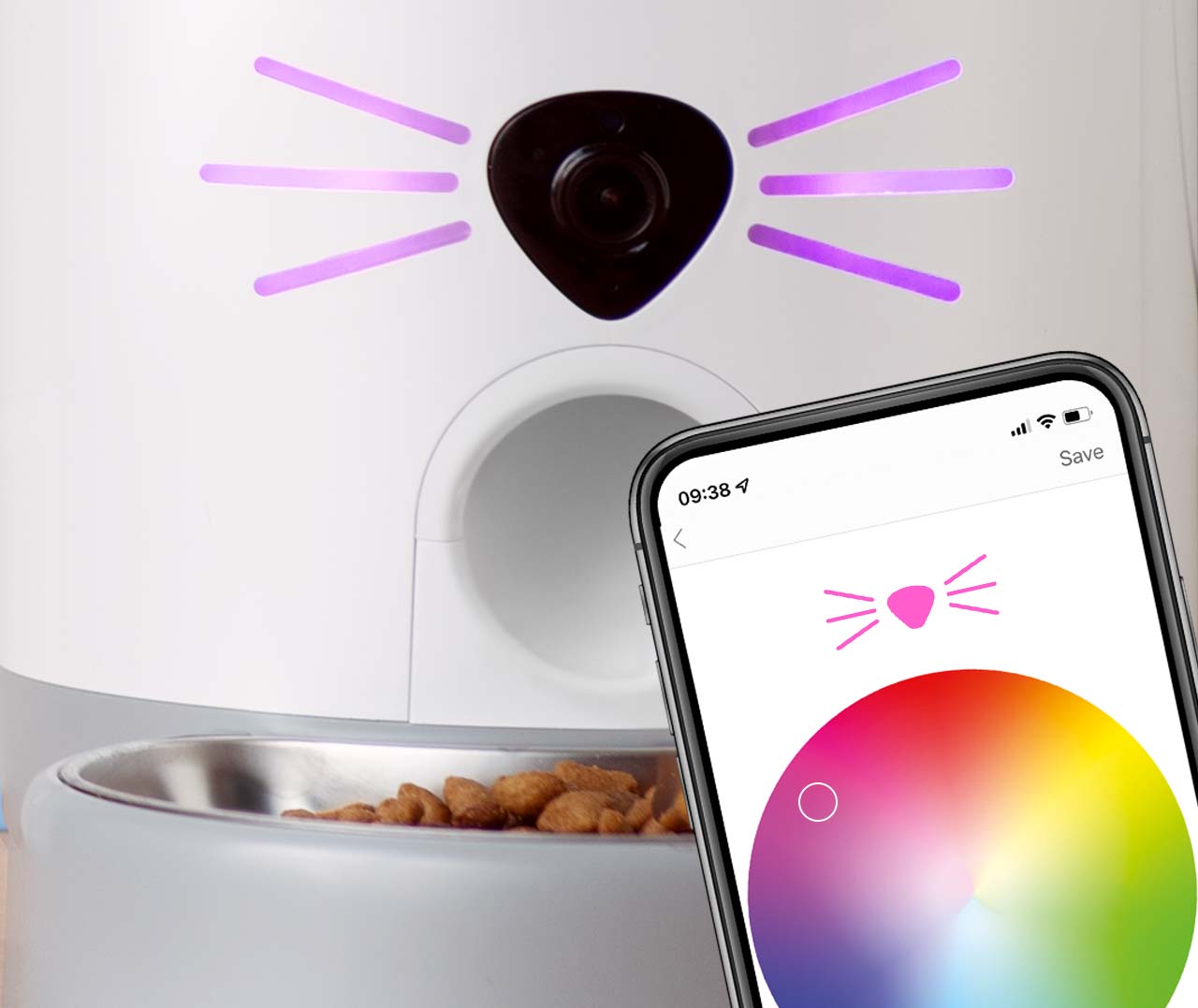 Passe die Farbe des LED-Nachtlichtes an deinem Futterautomaten an