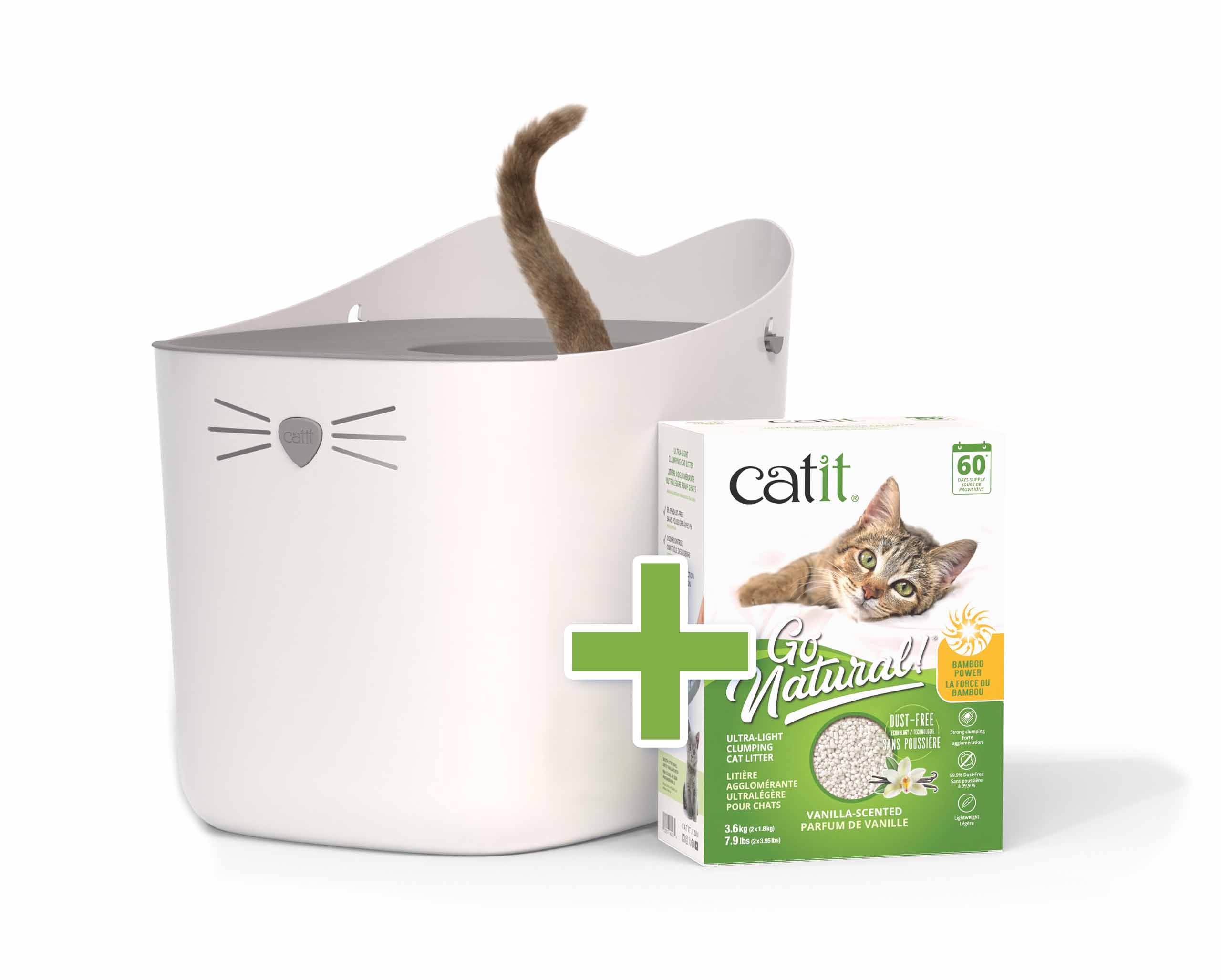 Lettiera per gatti Catit Go Natural Ultra-Light Clumping e una lettiera Catit PIXI