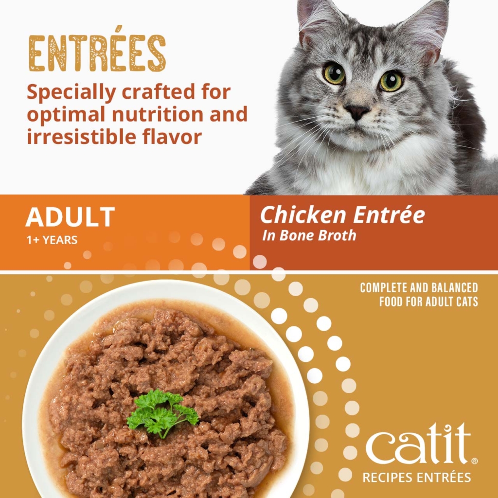 Catit Chicken Entrée in Bone Broth wet cat food for adult cats 1+ years old