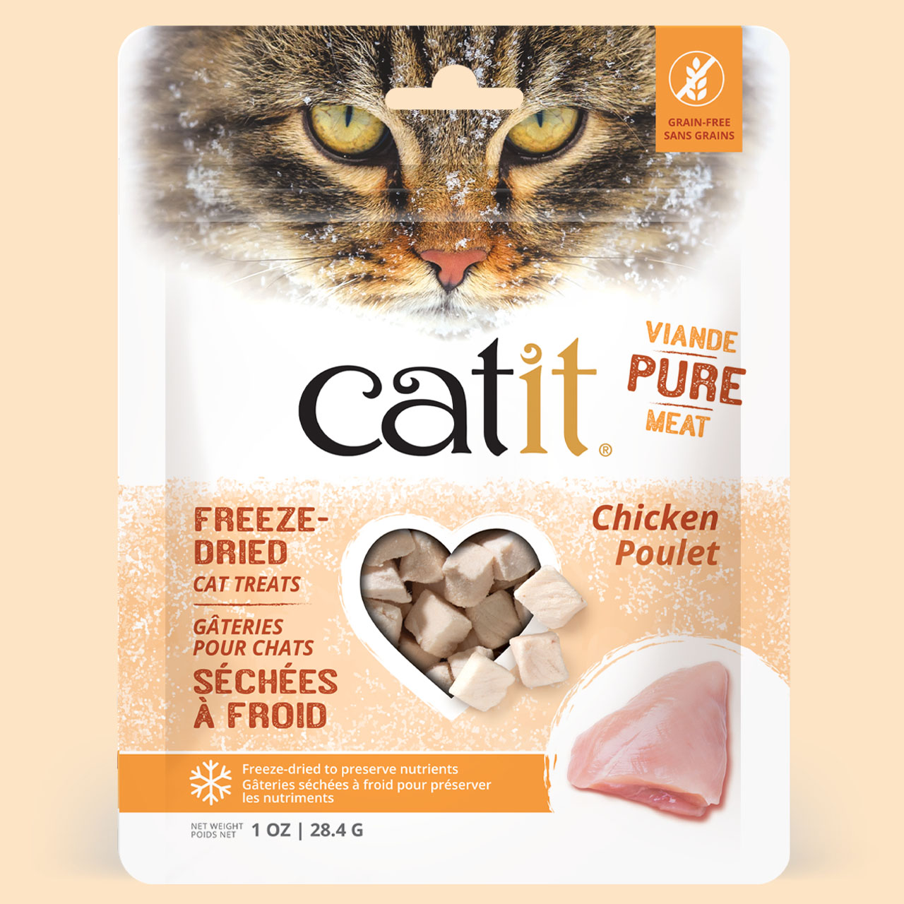 Catit freeze-dried chicken cat treats packaging