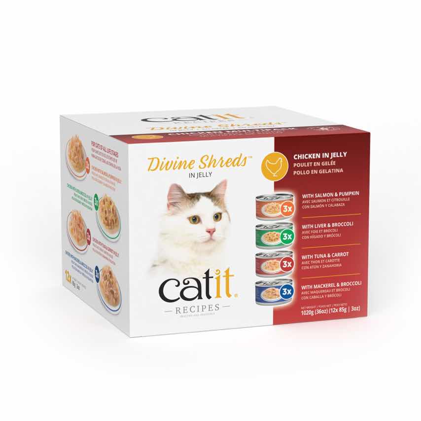 Catit Divine Shreds in Jelly chicken multipack cat food packaging