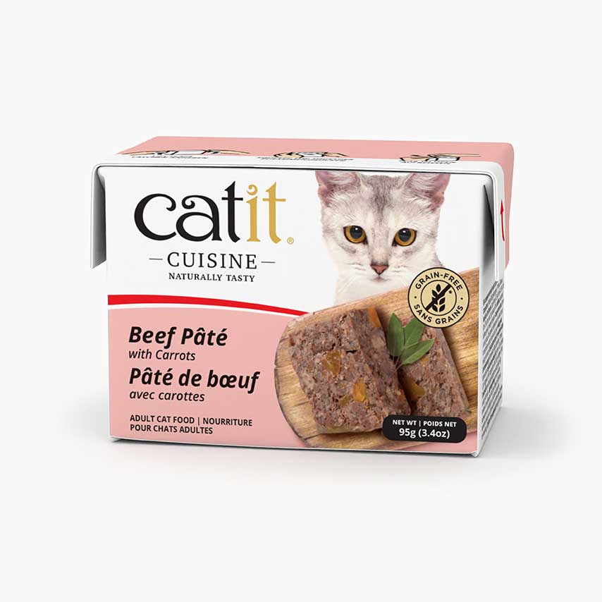 Catit Cuisine Beef Pâté with Carrots adult cat food packaging