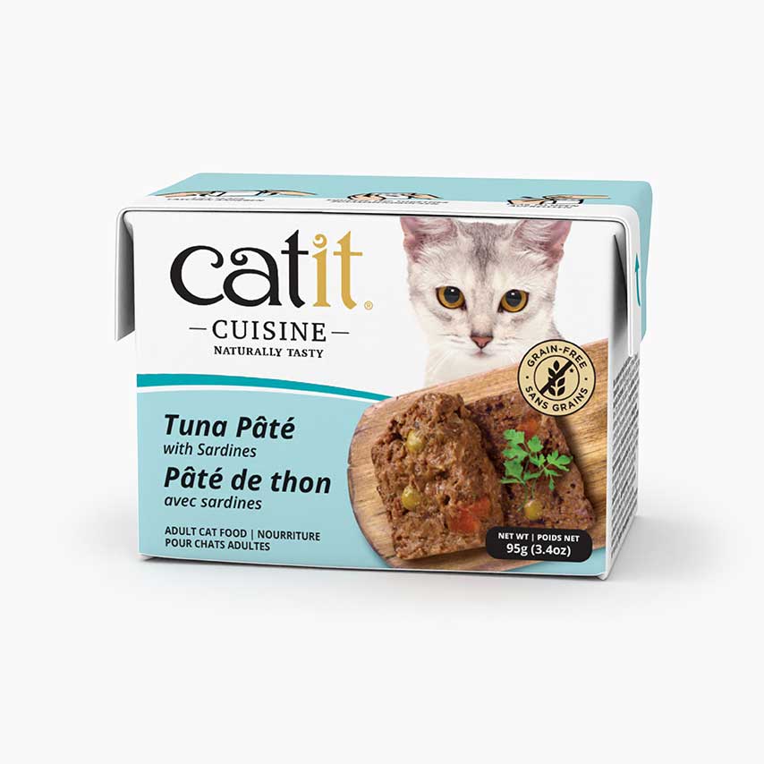 Catit Cuisine Tuna Pâté with Sardines adult cat food packaging