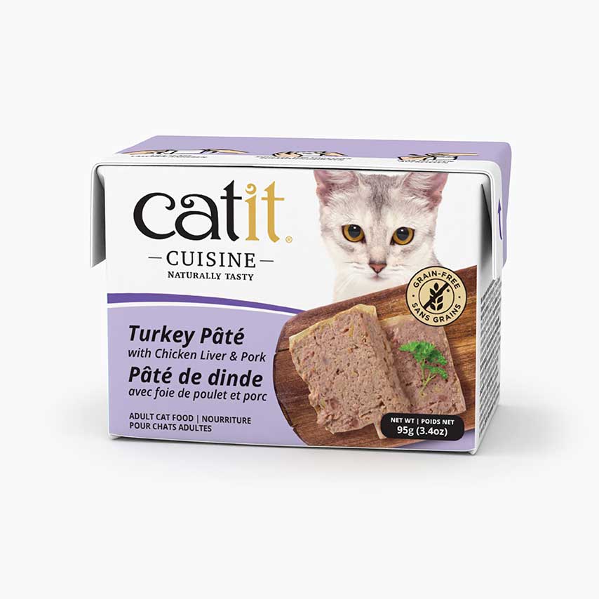 Catit Cuisine Turkey Pâté with Chicken Liver and Pork adult cat food packaging
