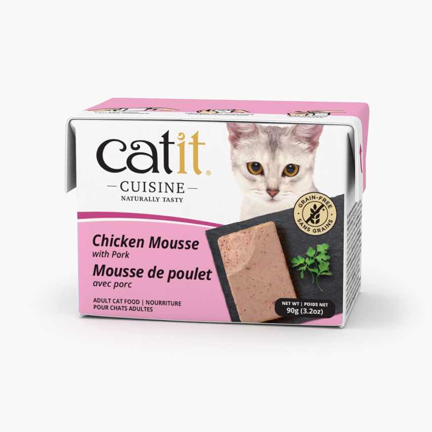 Catit Cuisine Chicken Mousse with Pork adult cat food packaging