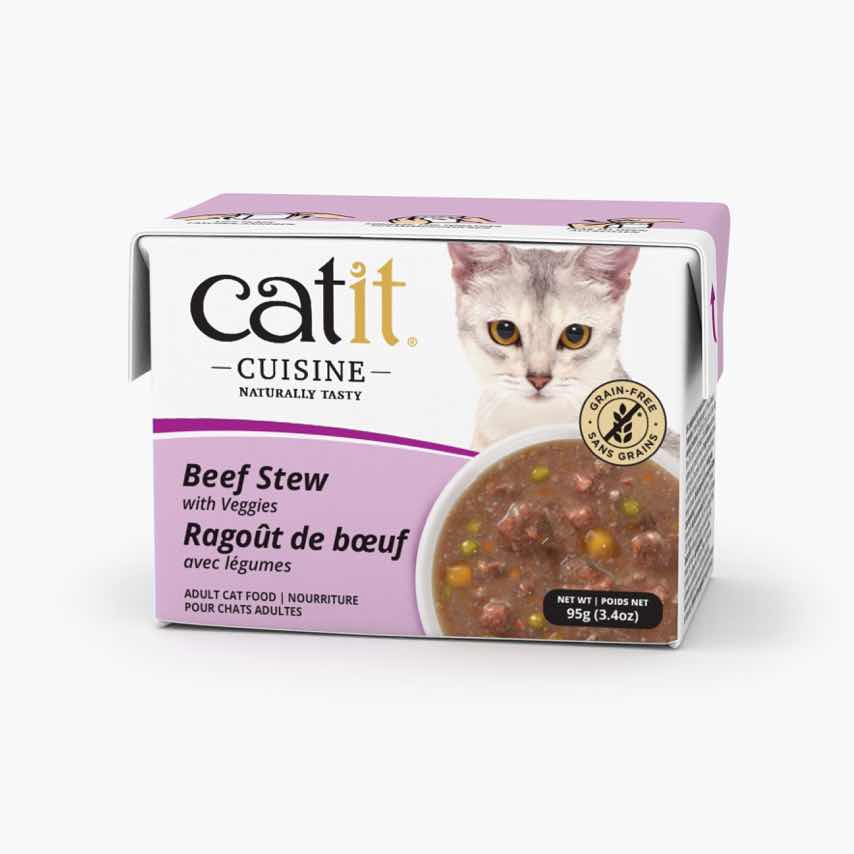 Catit Cuisine Beef Stew with Veggies grain-free adult cat food packaging