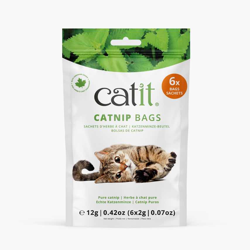 Catit catnip bags packaging containing six 2g bags of pure catnip