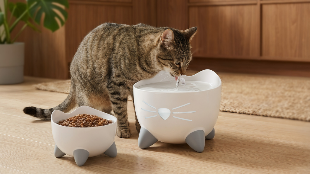 Pourquoi vous ne devriez pas mettre le bol de nourriture et le bol d’eau de votre chat au même endroit