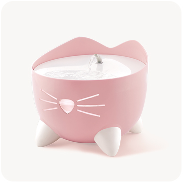 Pink cat-shaped PIXI water fountain for cats
