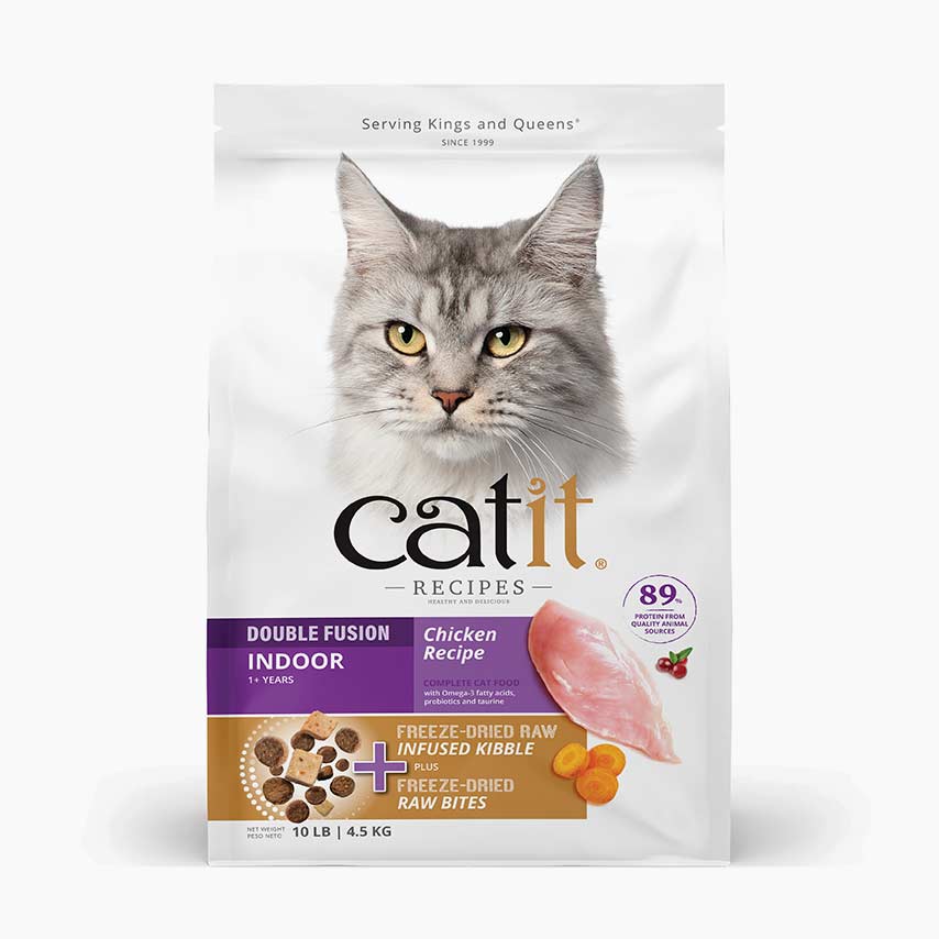 Catit Recipes Double Fusion Indoor Chicken Recipe cat food packaging for cats 1+ years old