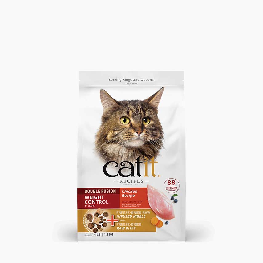 Catit Recipes Double Fusion Weight Control chicken recipe cat food packaging