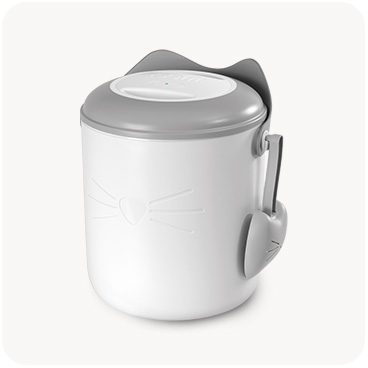 Catit PIXI vacuum food container with a scoop attached to the side