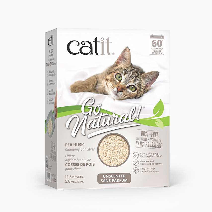 Catit Go Natural pea husk clumping cat litter packaging