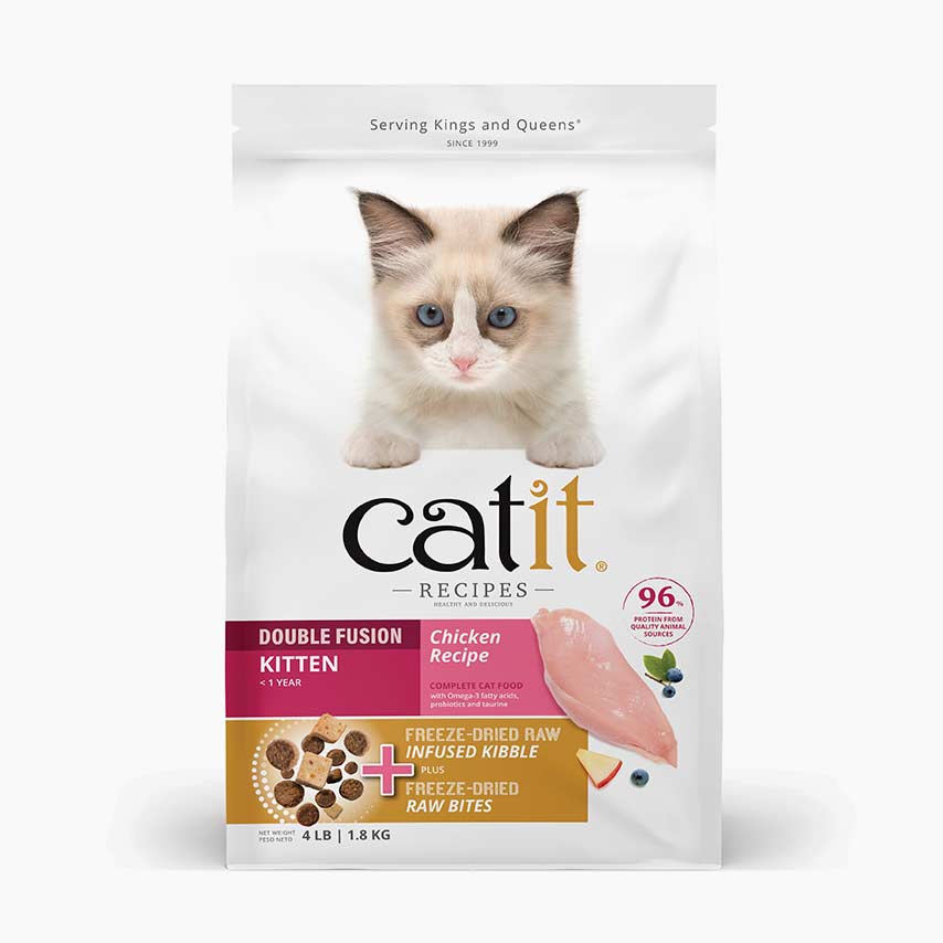Catit Recipes Double Fusion kitten food packaging with chicken recipe, 1.8 kg bag