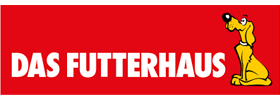 DAS FUTTERHAUS logo featuring a yellow dog illustration