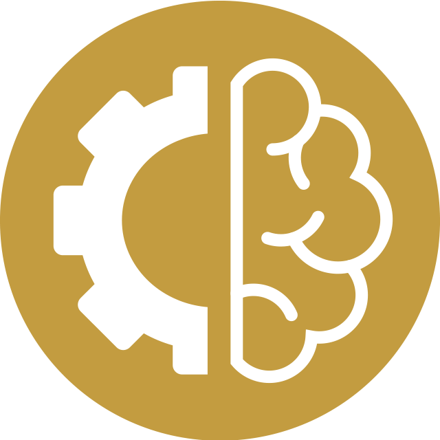 Icon showing a gear on the left and a brain on the right, representing cognitive development