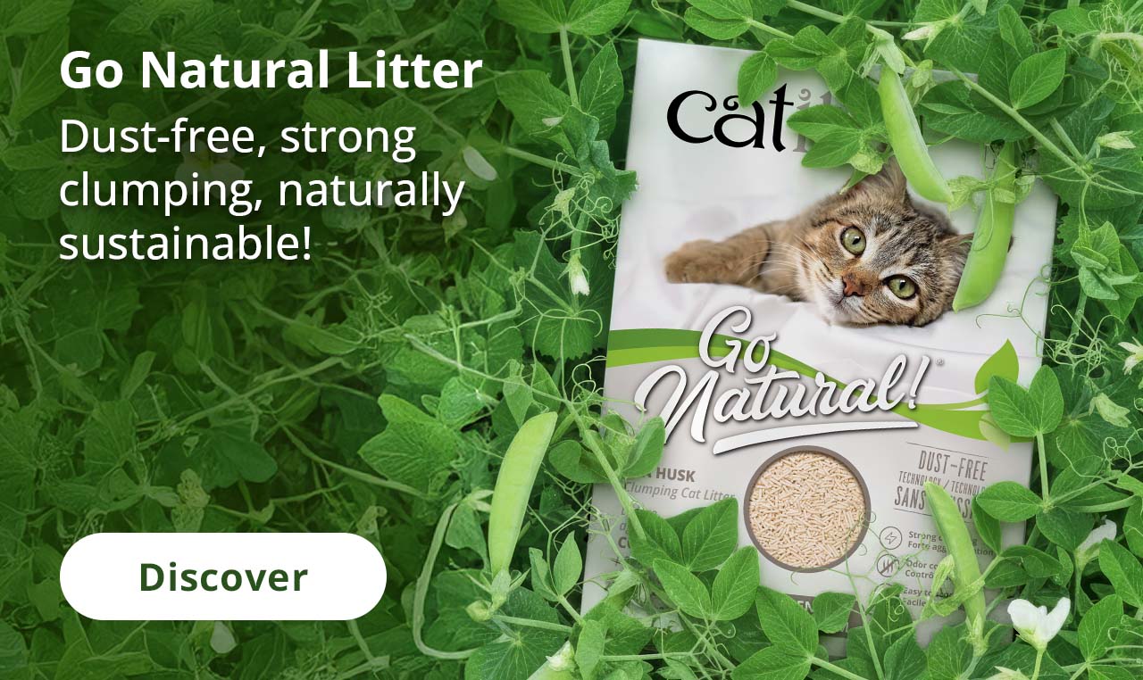 Catit Go natural unscented litter laying in pea husk field