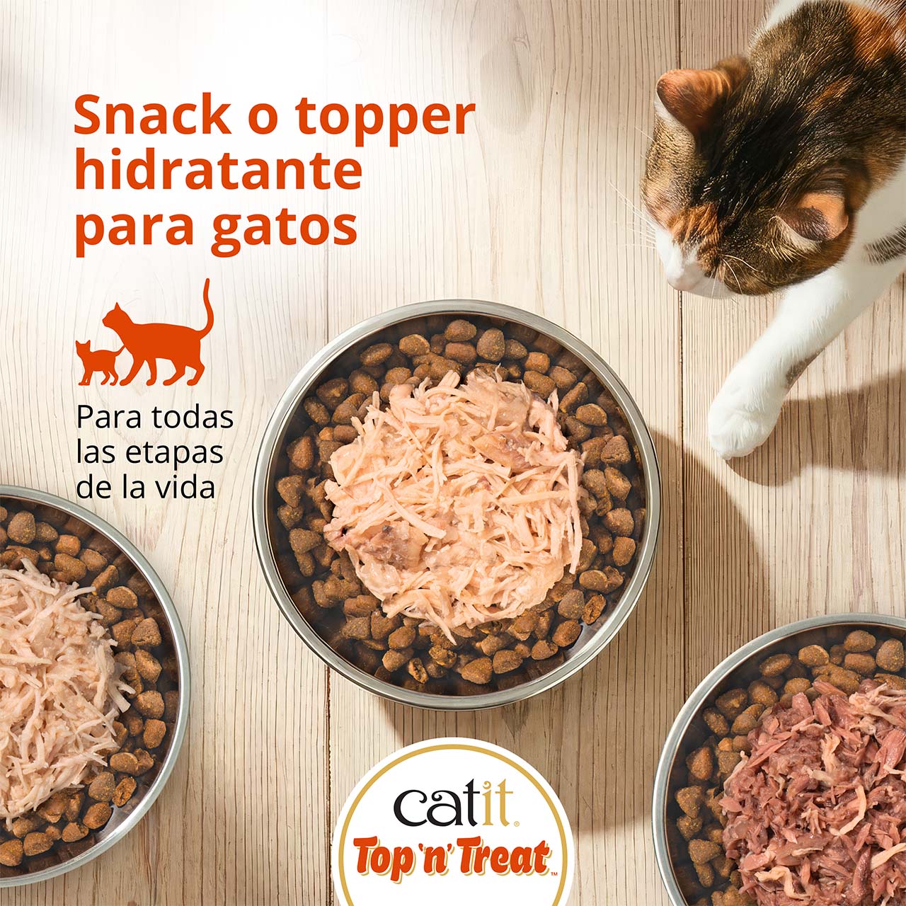 Snack hidratante para gatos o topper para la comida