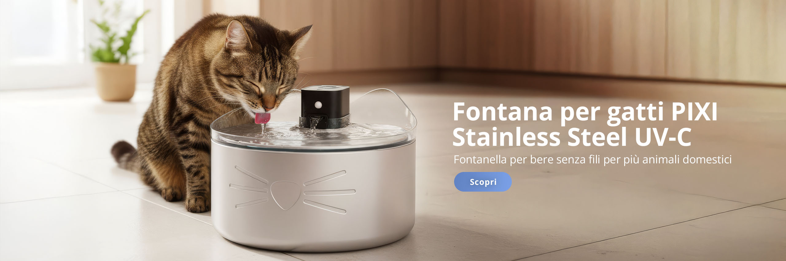 Fontana per gatti PIXI Stainless Steel UV-C