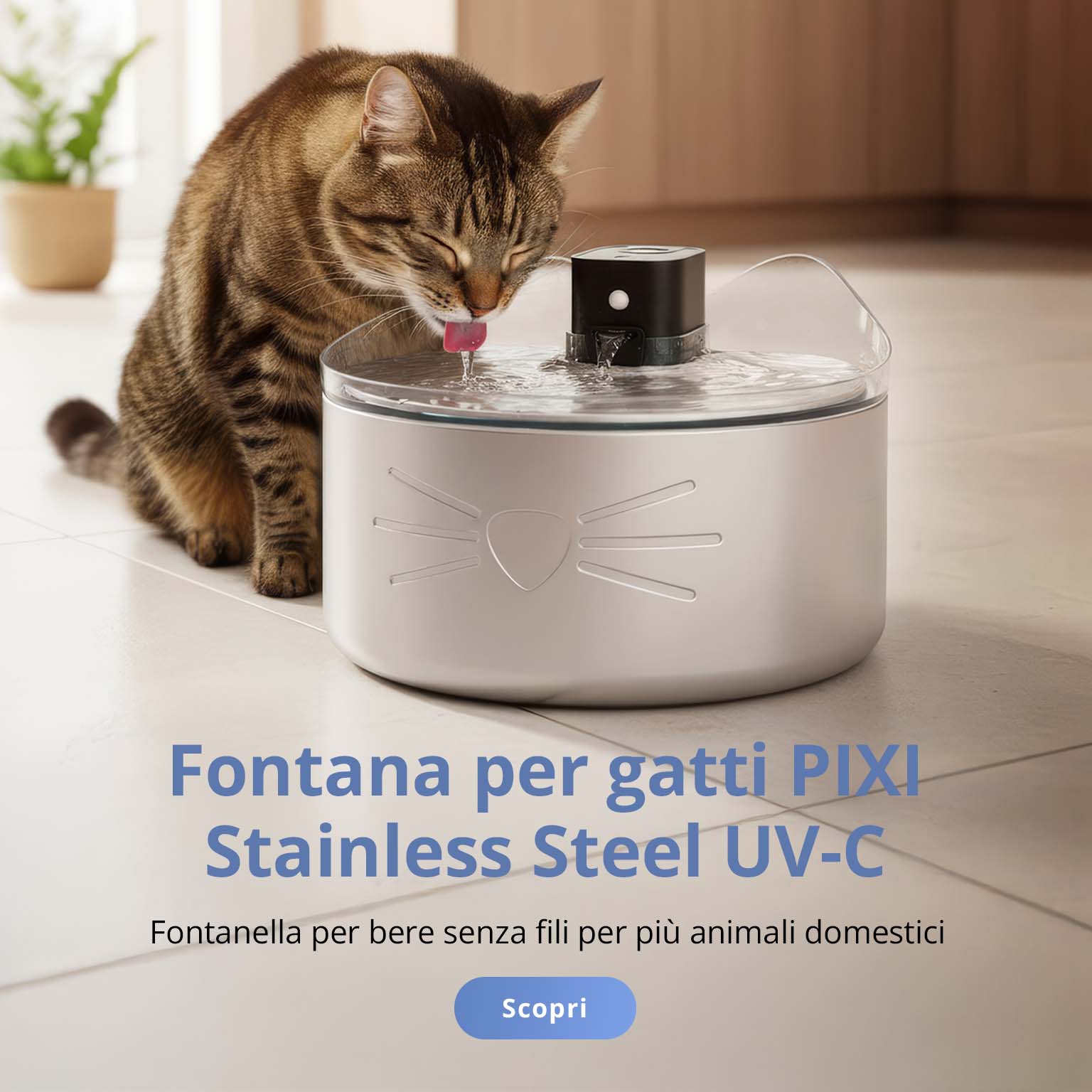 Fontana per gatti PIXI Stainless Steel UV-C
