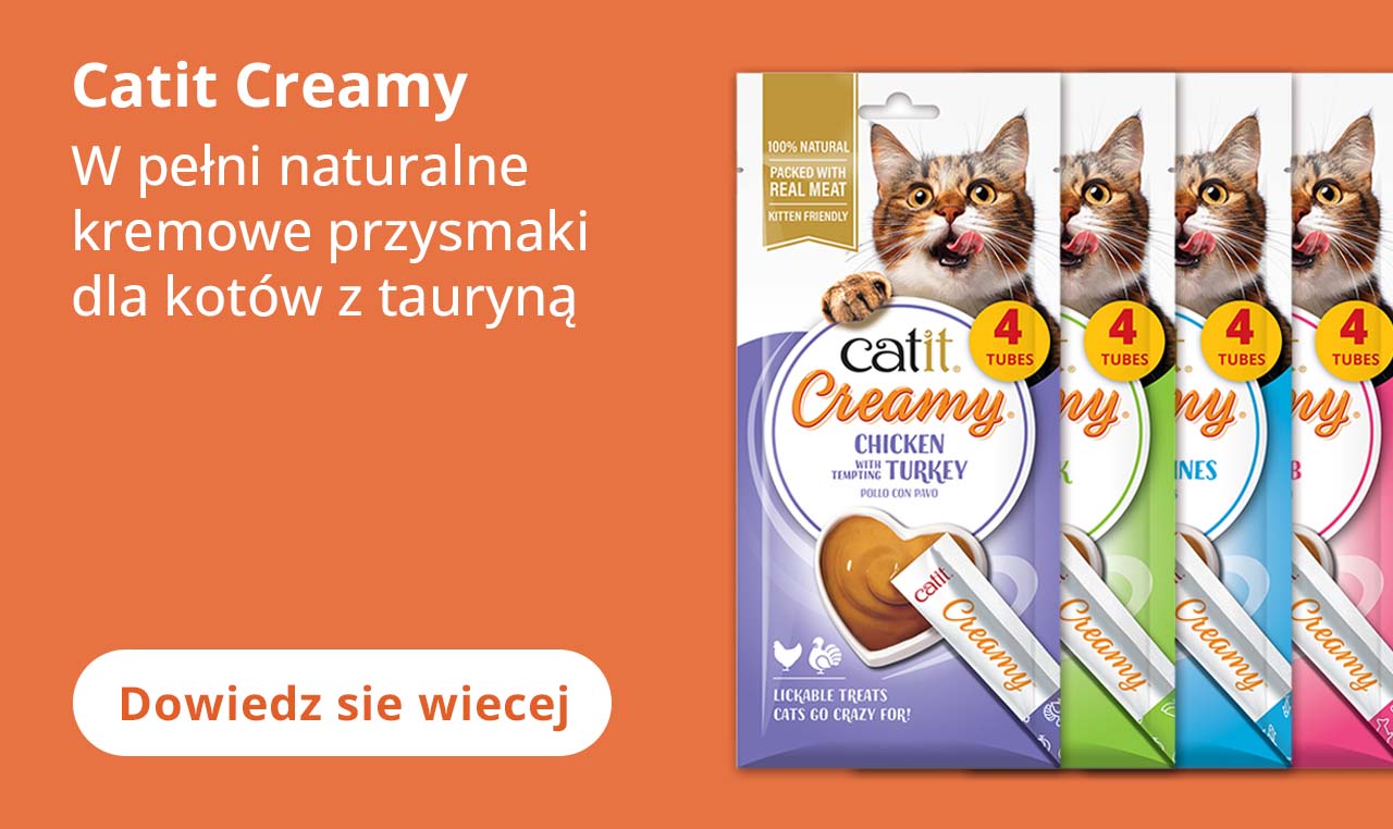 Catit Creamy
W petni naturalne kremowe przysmaki dla kotów z tauryna