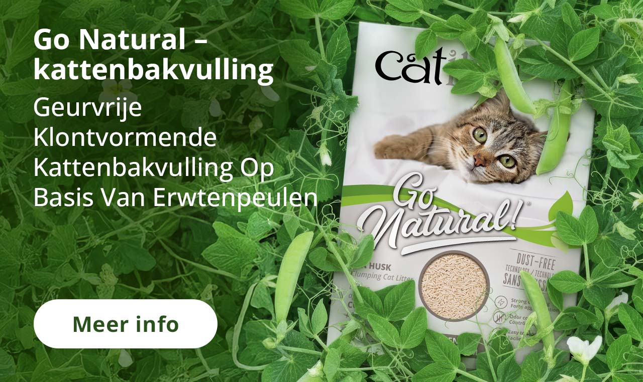 Go Natural -
kattenbakvulling
Geurvrije
Klontvormende
Kattenbakvulling Op
Basis Van Erwtenpeulens.