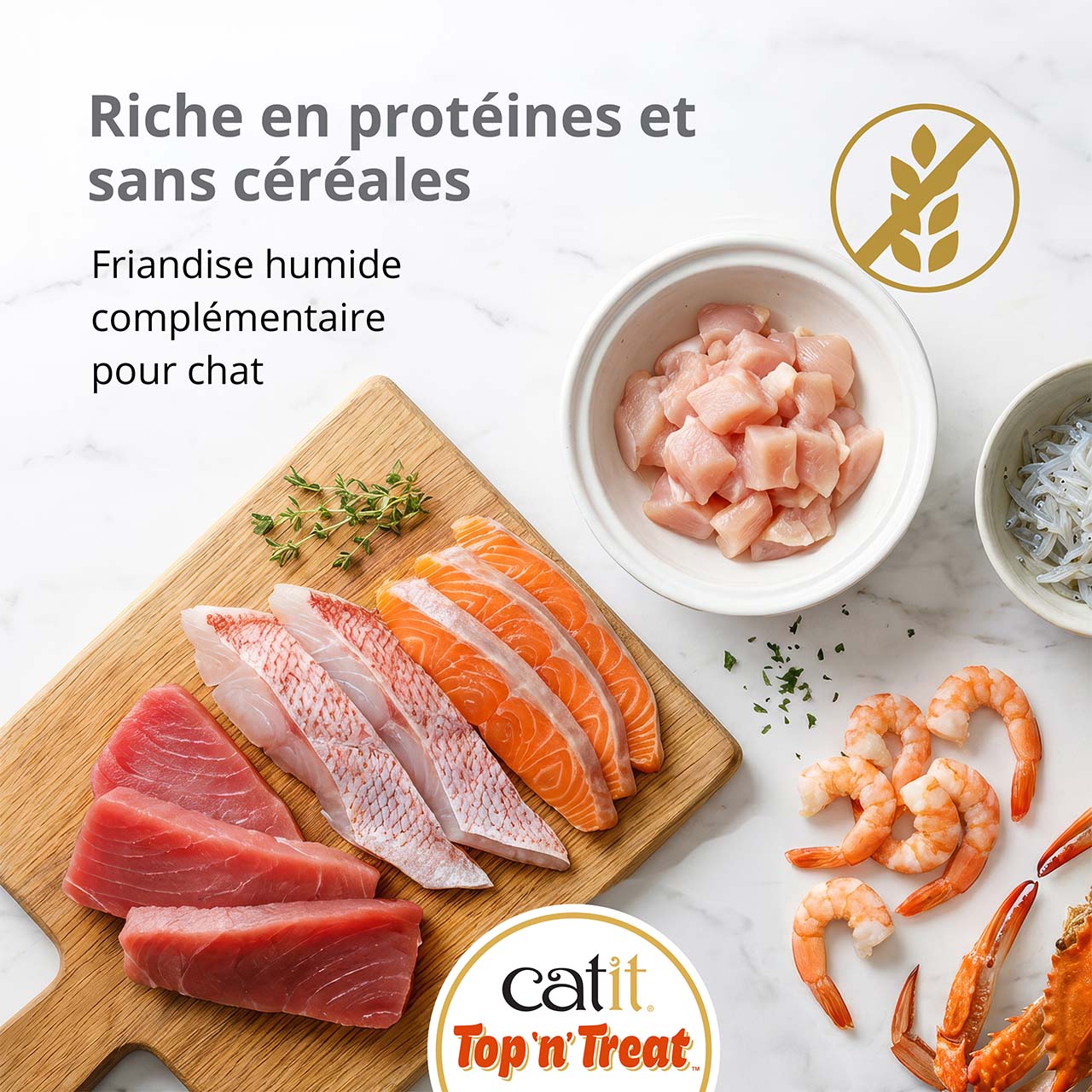 Riche en protéines et sans céréales